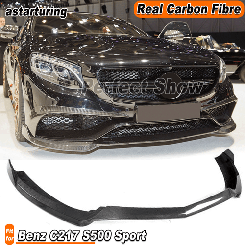 Fit For Benz C217 S500 Sport 14-17 Real Carbon Front Bumper Lip Spoiler Splitter - Picture 2 of 16
