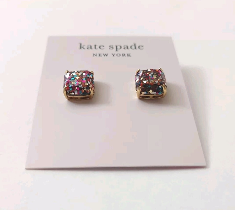 Kate Spade Mini Small Square Studs Multi Glitter eBay
