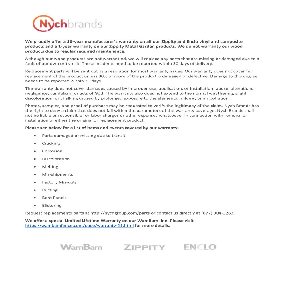 Zippity Outdoor Madison NoDig Vinyl Fence Kit (30In X 56In) (2 Pack