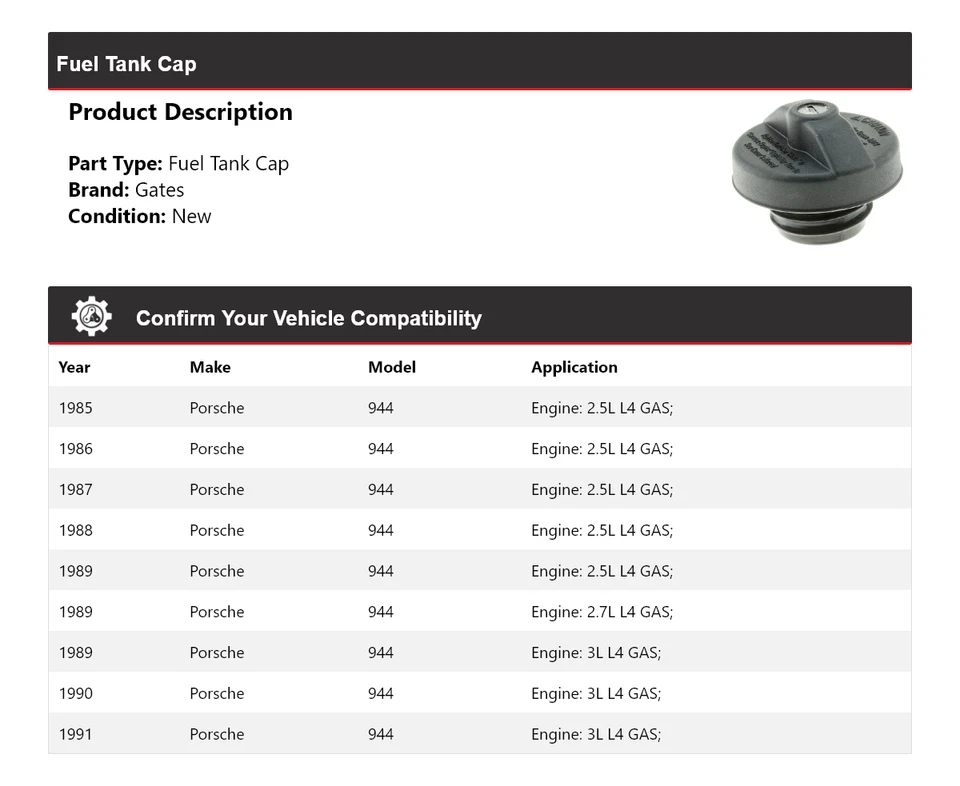Puertas tapa tanque combustible Porsche 944 1985-1991 1986 1987 1988 1989 1990 Foto 2 de 4