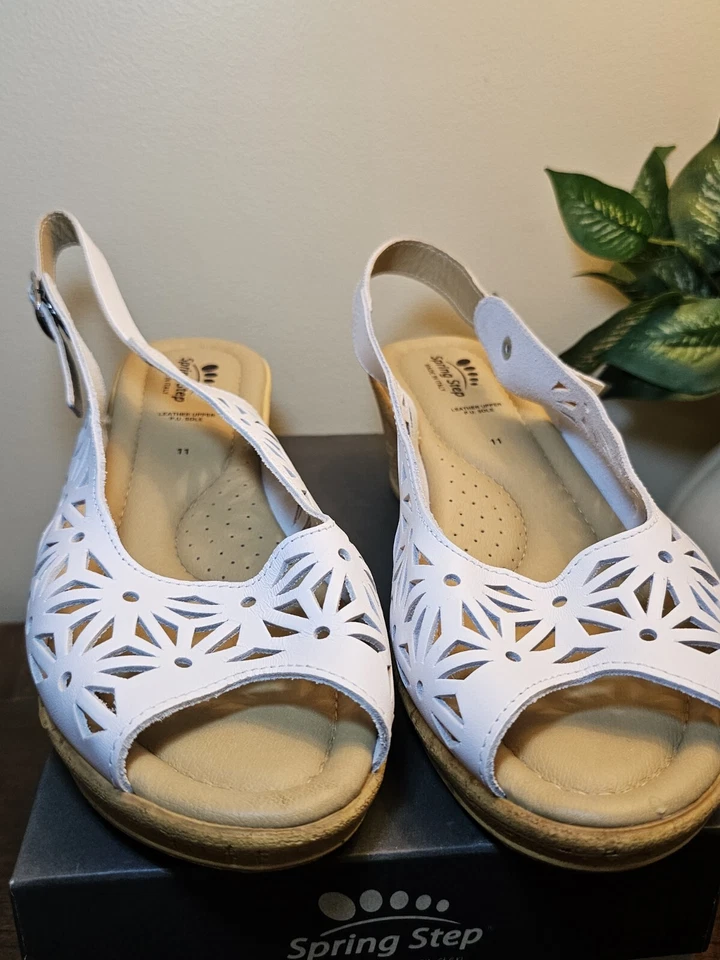 SPRING STEP Olivia Sandal White size 11  Slip On Comfort Leather Made in Italy - Image 2 of 4