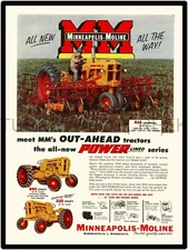 Minneapolis Moline Model 445 Universal Tractor Ad 9" x 12" Metal Sign