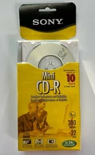 10 PK Sony Mini CD-R Blank Discs in Jewel Case 200MB 22 Min 8cm 1x-24x Free Ship