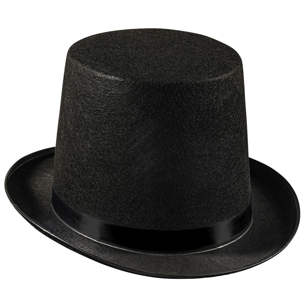 Top Hat For Adults - Black Felt Magician Hat With Trimming By Dress Up  America