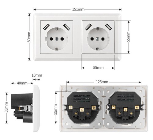 USB-Steckdose 230V USB-C, passend für Gira System 55, JUNG AS 500, uvm, Weiß,neu - Bild 29 von 34