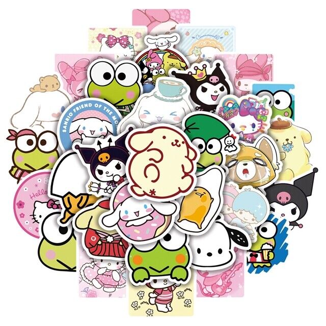 50pcs Creative Cute Kawaii Kuromi My Melody Stickers Keroppi