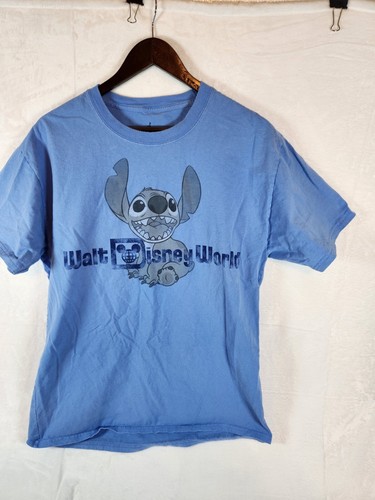 Walt Disney World T-Shirt Herren Large Blau Kurzarm T-Shirt Lilo Stitch 90er