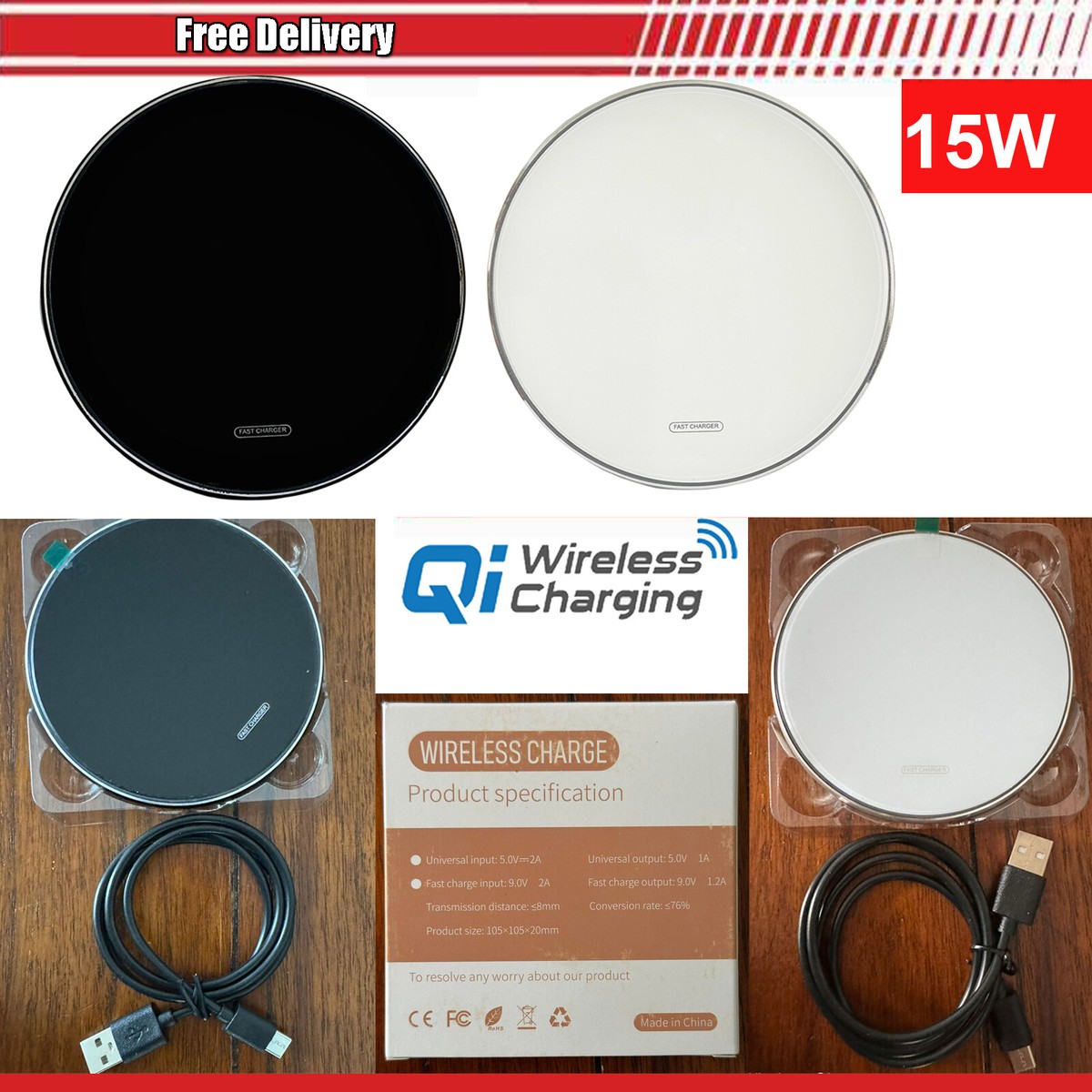 For Samsung Galaxy Note 10 20 Plus 15W Qi Fast Wireless Charger  Charging Pad
