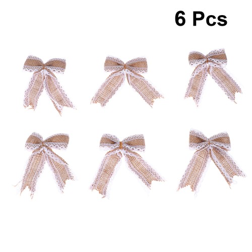 6pcs Burlap Bowknot Fall Bows Wreaths Christmas Ornament Bows - Picture 7 of 11