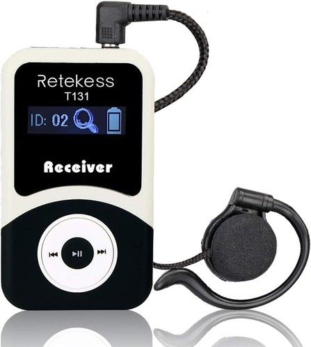 Retekess T131 Wireless Tour Guide System Receiver with 3.5mm One-Side Earphone