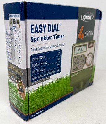 New Orbit 57594 Garden Grass  Flowers 4-Station Easy Dial Indoor Sprinkler Timer