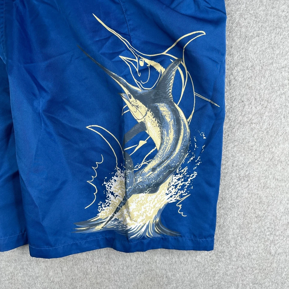 Bermuda de praia Guy Harvey masculina 28 azul carga peixe gráfico bolso - Imagem 3 de 4