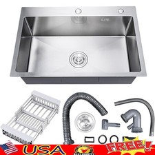 Stainless Steel Drop-In Kitchen Sink W/ Nano Surface Workstation R10 Corners