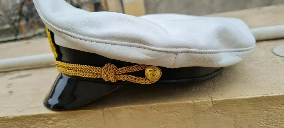 Gorra blanca Sailor Navy Capitán Yate Comandante de Barco Oficial Marítimo Foto 2 de 4