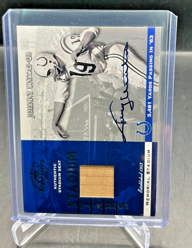 2001 Donruss Clasics Stadium Stars JOHNNY UNITAS Game-Used Seat Relic AUTO