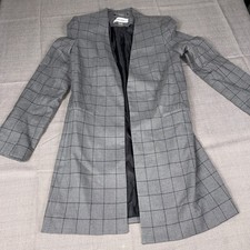 Calvin Klein Lined Gray Plaid Open Front Blazer Jacket w/ Pockets Size 6 NWT