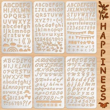 6PCS Mixed Metal Stencils Wood Burning Templates Letters Numbers DIY Crafts