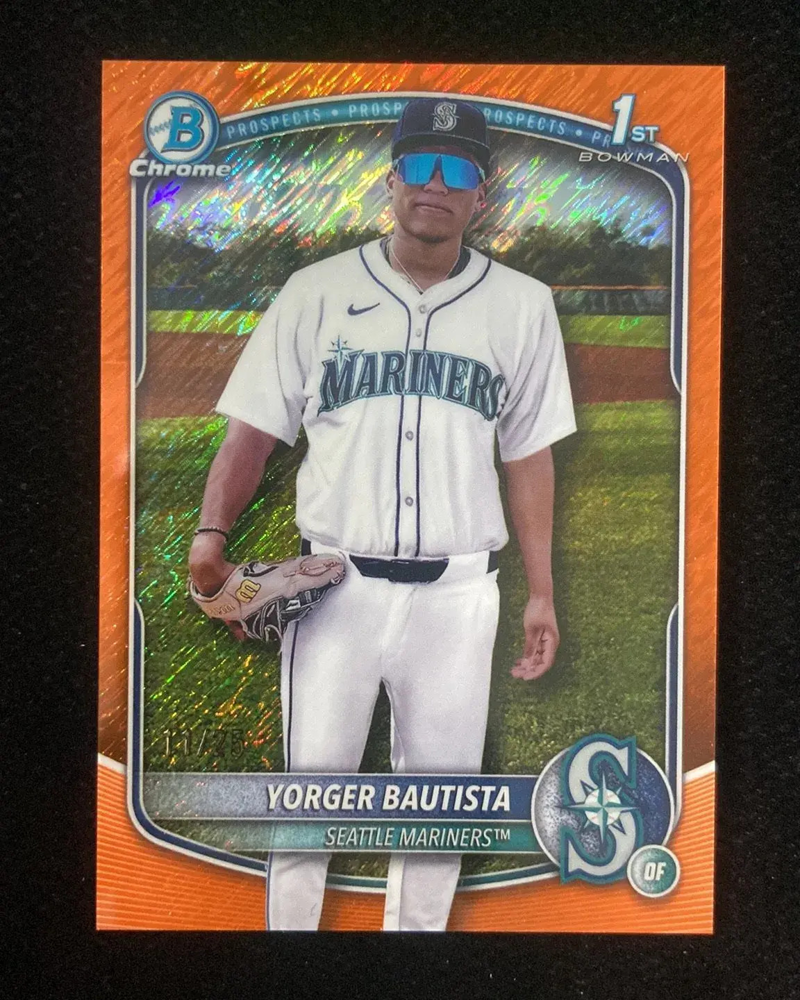 2025 Topps Chrome 1st Bowman Yorger Bautista 11/25 Orange Shimmer #BCP-194 HD