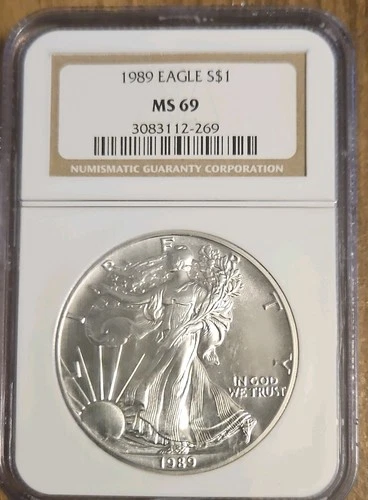 U.S. Mint American Eagle 1989 1 oz Silver MS 69 NGC 3083112-269