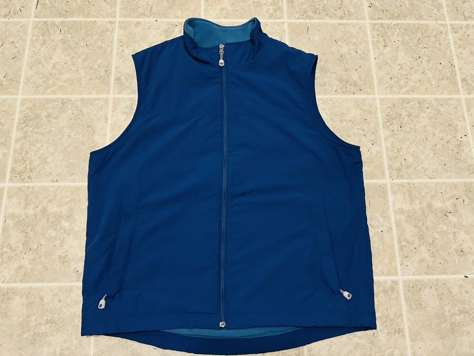 LL Bean Vest Mens Tall XL Blue Nylon Full Zip Fleece Insulated Outdoors Hiking