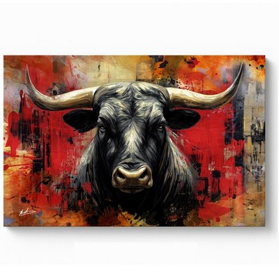 Stier Leinwandbild Rot Schwarz Moderne Bull Kopf Wandkunst Wohnzimmer Deko 8814A