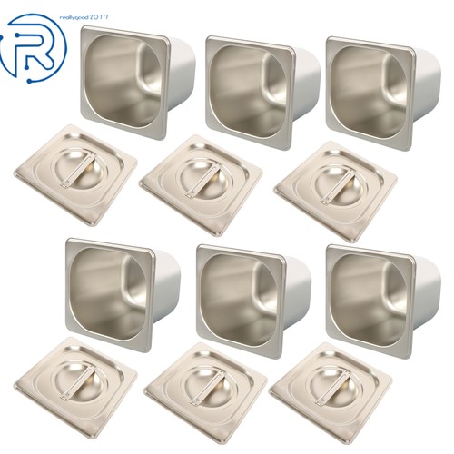 6Pcs Hotel Pans 1/6 Size 6" Deep With Lid Stainless Steel with Non-Stick Coating - Picture 3 of 15