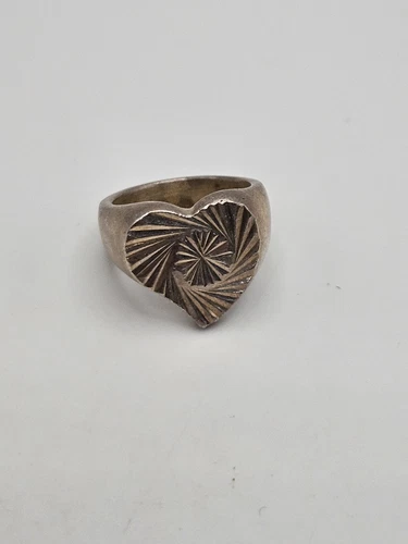 Vintage Taxco Mexico Sterling Silver Heart Ring Size 5.5