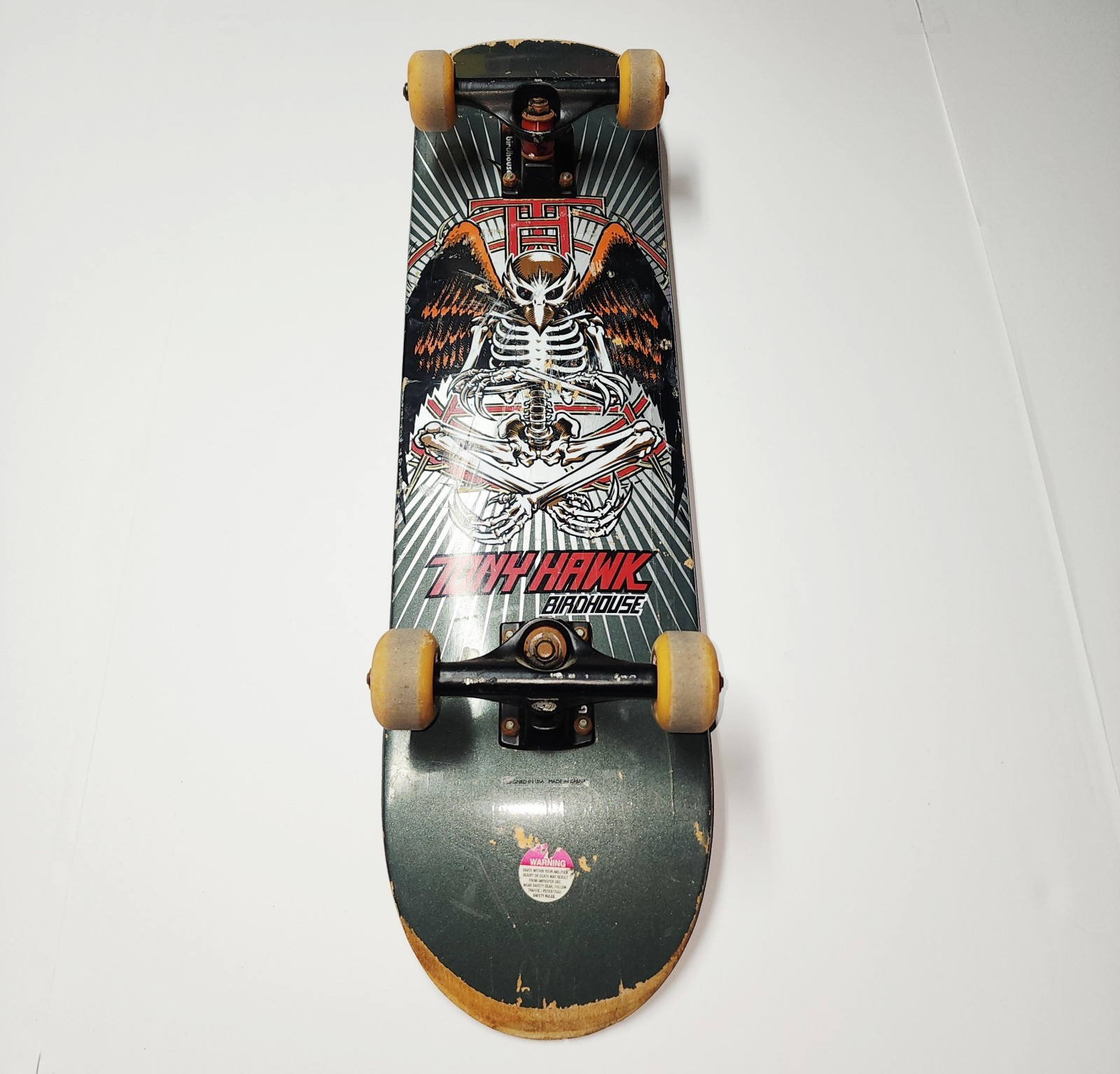 VTG Y2K 7.5&rdquo; Birdhouse Tony Hawk Skeleton Birdman Skateboard EUC Ready To Ride