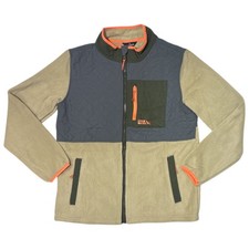 Eddie Bauer Boy's Polar Fleece Full Zip Mock Neck Jacket Natural, S