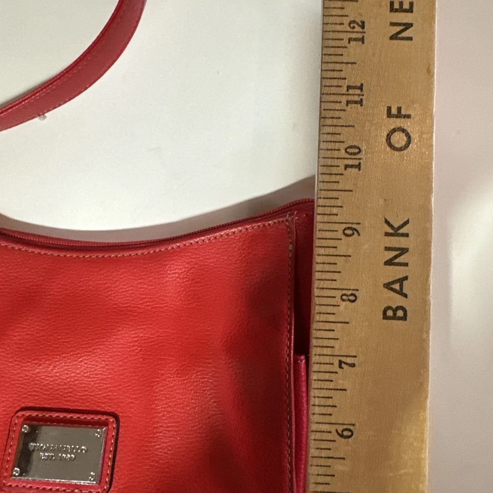 Tignanello Rojo Cuero Genuino Bolso de Hombro Grande Bolso de Mano Cartera Multi Bolsillo Foto 4 de 4