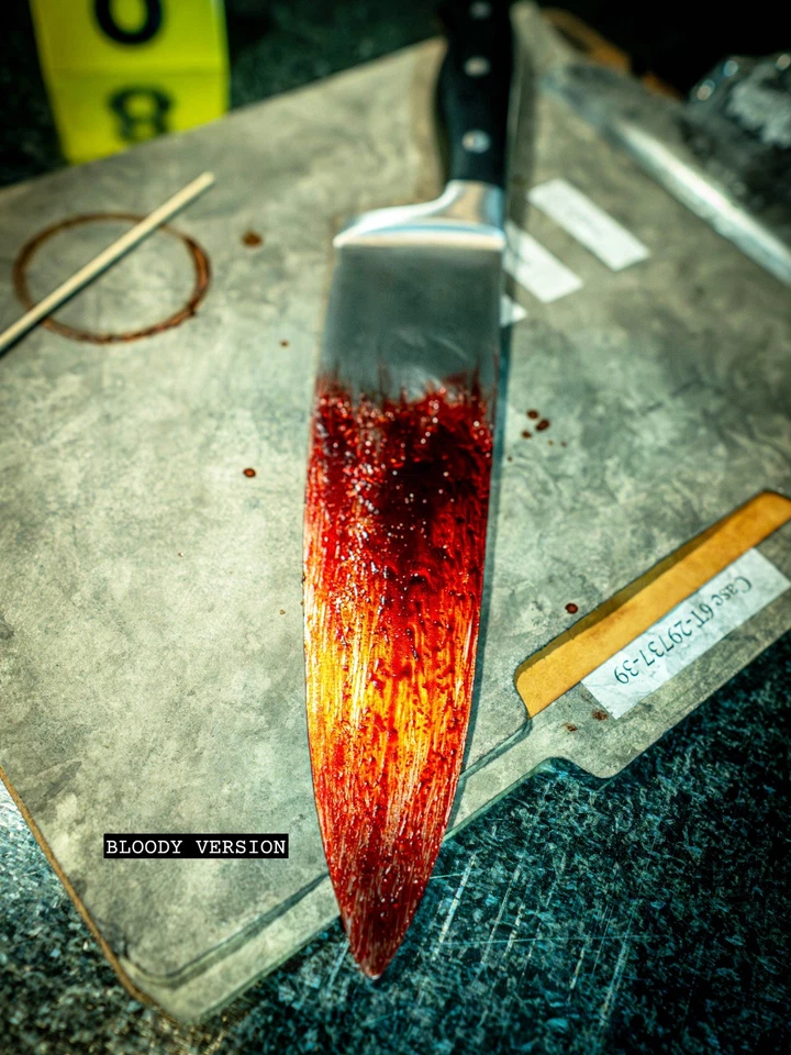 Cuchillo Halloween Kills Michael Myers - Réplica de utilería de cosplay de metal opaco sangriento Foto 3 de 4