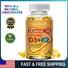 Vitamin K2 (MK7) with D3 10,000 IU Supplement, BioPerine Capsules, Immune Health