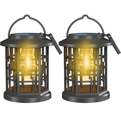 2 Pack Solar Powered Waterproof Outdoor Hanging Lanterns - Warm White Solar LED