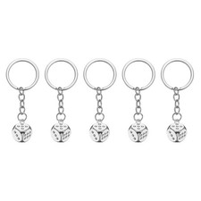 5pcs Retro Lucky Dice Keychain Charm Keyrings with Pendants, Silver