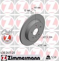 2X Zimmermann Bremsscheibe Hinterachse U.A. FüR Chevrolet, Opel, Saab, Vauxhall
