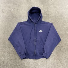 Vintage 90s Nike Navy Blue Full Zip Hoodie Men's Size Small