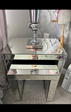 Dunelm Mirrored Glass Bedside Table Cabinet Drawer Shelf Silver 45x45x45cm
