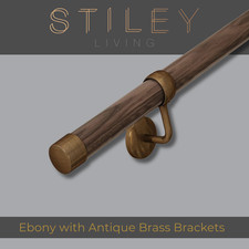 Ebony Stair Handrail Wall Mounted Indoor Wooden Banister Kit with Brackets