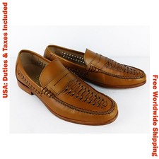 Barker Jake Mens Tan Leather Penny Loafers Casual Shoes Size 7F / EU 41