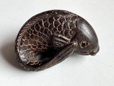 Netsuke Japan  - Holzgeschnitzte  Darstellung eines Fisches - Gr&ouml;&szlig;e 4,5 cm