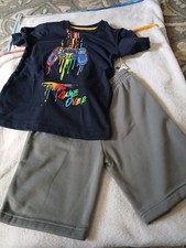 Boys Shorts Outfit 5/6 Gamer Navy Gray New