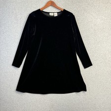 VTG Jacqueline Ferrar Black Velvet Long Sleeve A-Line Dress Womens 4P Petite 90s