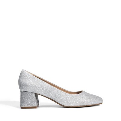 Women Low Chunky Block Heel Square Close Toe Slip On Office Work