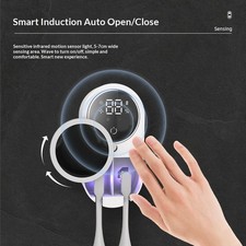 Smart Toothbrush Sanitizer Holder, UV Cleaner with LED Screen, Wall Mount