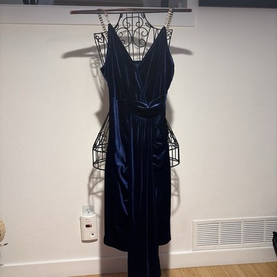 cider blue dress Velvet Maxi Sleeveless V-Neck Strappy A-Line Size S Long_sleeve_dress Black Dresses | Short Jacket Length:Regular