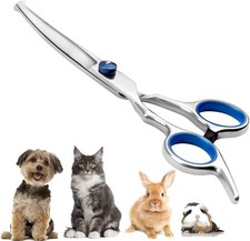   6.5  Curved Dog Grooming Scissors with Safety Round Tips   Professional Pet H...
