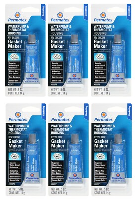 Permatex Set of 6 Water Pump Thermostat RTV Silicone Gasket Maker 0.5 oz. Tube