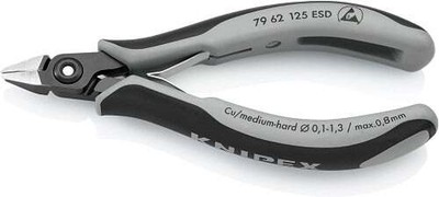 KNIPEX 79 62 125 ESD Diagonal Cutter ESD 4,92'' dissipative without bevel
