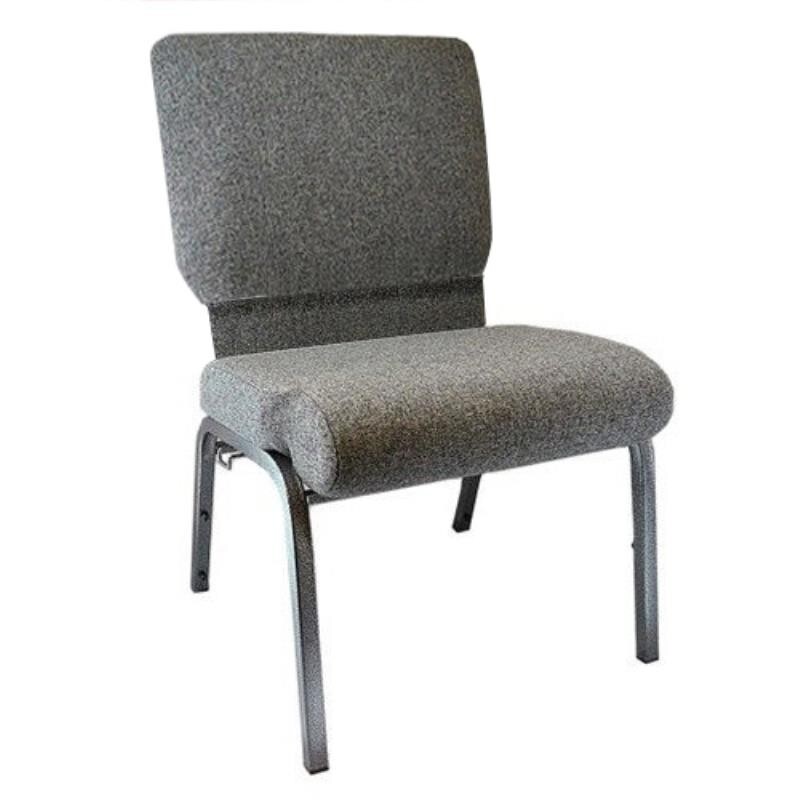 Wide Multipurpose Gray Fabric Stacking Church Chair with