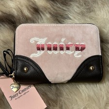 NWT Juicy Couture Retro Vibe Medium Double Zip Around Wallet -Dusty Blush Velour